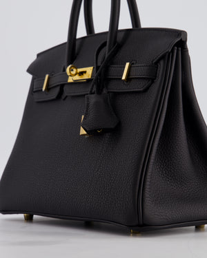 *HOT* Hermès Birkin 25 Retourne Bag in Noir Togo Leather with Gold Hardware