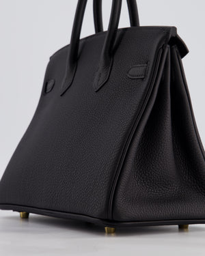 *HOT* Hermès Birkin 25 Retourne Bag in Noir Togo Leather with Gold Hardware
