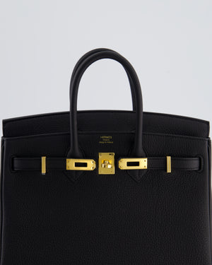 *HOT* Hermès Birkin 25 Retourne Bag in Noir Togo Leather with Gold Hardware