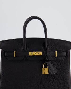 *HOT* Hermès Birkin 25 Retourne Bag in Noir Togo Leather with Gold Hardware