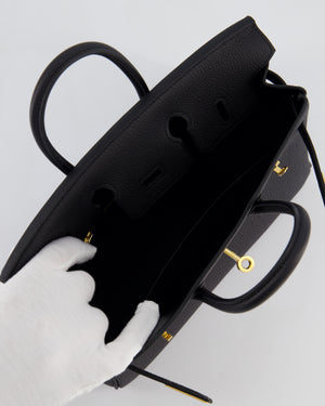 *HOT* Hermès Birkin 25 Retourne Bag in Noir Togo Leather with Gold Hardware