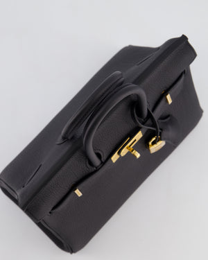*HOT* Hermès Birkin 25 Retourne Bag in Noir Togo Leather with Gold Hardware