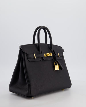 *HOT* Hermès Birkin 25 Retourne Bag in Noir Togo Leather with Gold Hardware