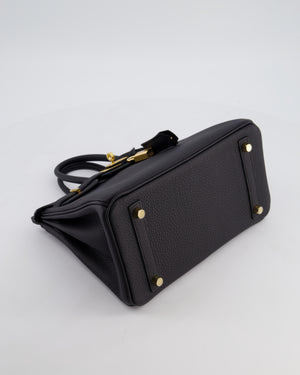 *HOT* Hermès Birkin 25 Retourne Bag in Noir Togo Leather with Gold Hardware