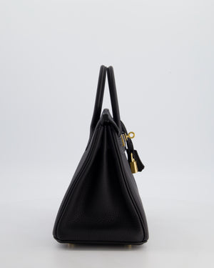 *HOT* Hermès Birkin 25 Retourne Bag in Noir Togo Leather with Gold Hardware