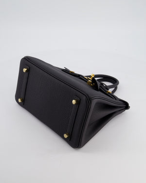 *HOT* Hermès Birkin 25 Retourne Bag in Noir Togo Leather with Gold Hardware