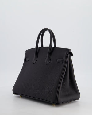 *HOT* Hermès Birkin 25 Retourne Bag in Noir Togo Leather with Gold Hardware