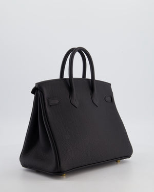 *HOT* Hermès Birkin 25 Retourne Bag in Noir Togo Leather with Gold Hardware