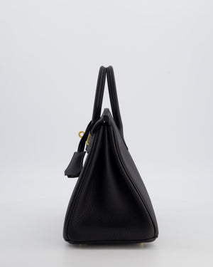 *HOT* Hermès Birkin 25 Retourne Bag in Noir Togo Leather with Gold Hardware