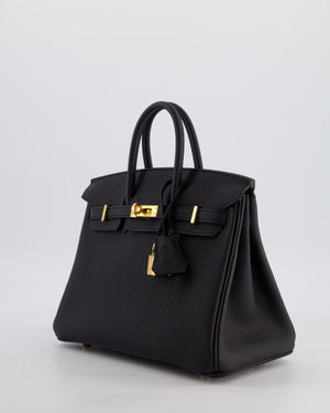 *HOT* Hermès Birkin 25 Retourne Bag in Noir Togo Leather with Gold Hardware