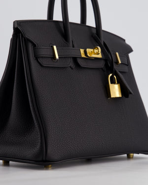 *HOT* Hermès Birkin 25 Retourne Bag in Noir Togo Leather with Gold Hardware