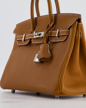 *RARE* Hermès Birkin 25 Retourne Bag in Fauve Barenia Faubourg Leather with Palladium Hardware