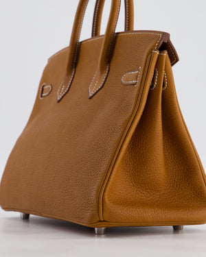 *RARE* Hermès Birkin 25 Retourne Bag in Fauve Barenia Faubourg Leather with Palladium Hardware