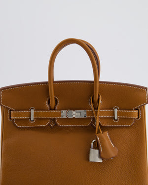 *RARE* Hermès Birkin 25 Retourne Bag in Fauve Barenia Faubourg Leather with Palladium Hardware