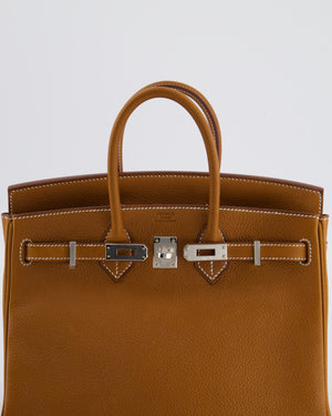 *RARE* Hermès Birkin 25 Retourne Bag in Fauve Barenia Faubourg Leather with Palladium Hardware