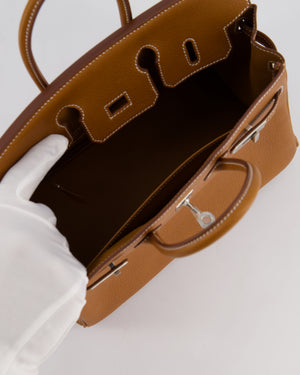 *RARE* Hermès Birkin 25 Retourne Bag in Fauve Barenia Faubourg Leather with Palladium Hardware