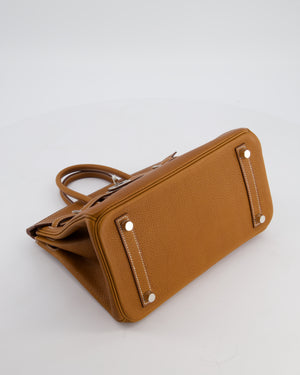 *RARE* Hermès Birkin 25 Retourne Bag in Fauve Barenia Faubourg Leather with Palladium Hardware