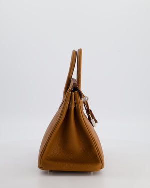 *RARE* Hermès Birkin 25 Retourne Bag in Fauve Barenia Faubourg Leather with Palladium Hardware