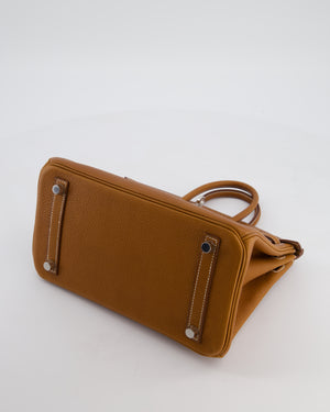 *RARE* Hermès Birkin 25 Retourne Bag in Fauve Barenia Faubourg Leather with Palladium Hardware