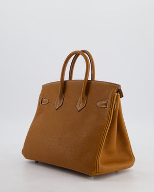 *RARE* Hermès Birkin 25 Retourne Bag in Fauve Barenia Faubourg Leather with Palladium Hardware