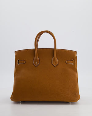 *RARE* Hermès Birkin 25 Retourne Bag in Fauve Barenia Faubourg Leather with Palladium Hardware