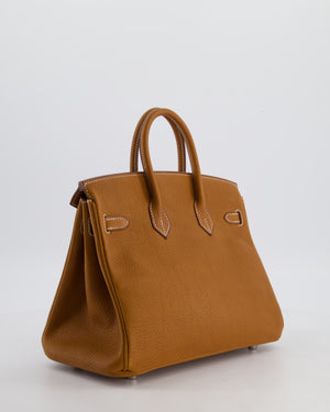 *RARE* Hermès Birkin 25 Retourne Bag in Fauve Barenia Faubourg Leather with Palladium Hardware