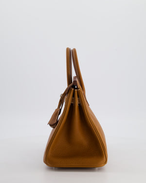 *RARE* Hermès Birkin 25 Retourne Bag in Fauve Barenia Faubourg Leather with Palladium Hardware