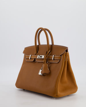 *RARE* Hermès Birkin 25 Retourne Bag in Fauve Barenia Faubourg Leather with Palladium Hardware