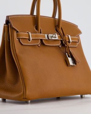 *RARE* Hermès Birkin 25 Retourne Bag in Fauve Barenia Faubourg Leather with Palladium Hardware