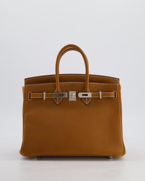 *RARE* Hermès Birkin 25 Retourne Bag in Fauve Barenia Faubourg Leather with Palladium Hardware