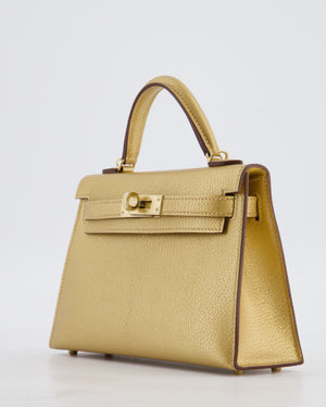 *SUPER RARE & HOT* Hermès HSS Mini Kelly II 20 Bag in Metallic Doré Chèvre Chamkila Leather with Permabrass Hardware