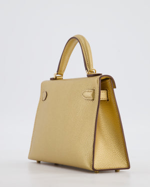 *SUPER RARE & HOT* Hermès HSS Mini Kelly II 20 Bag in Metallic Doré Chèvre Chamkila Leather with Permabrass Hardware