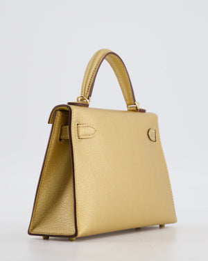 *SUPER RARE & HOT* Hermès HSS Mini Kelly II 20 Bag in Metallic Doré Chèvre Chamkila Leather with Permabrass Hardware