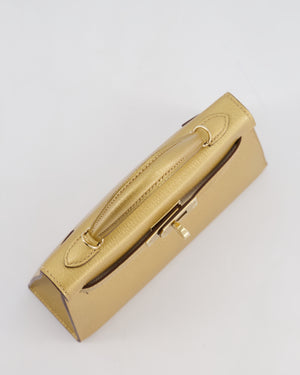 *SUPER RARE & HOT* Hermès HSS Mini Kelly II 20 Bag in Metallic Doré Chèvre Chamkila Leather with Permabrass Hardware