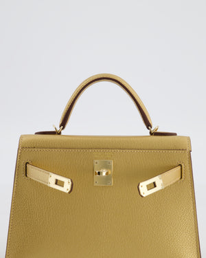 *SUPER RARE & HOT* Hermès HSS Mini Kelly II 20 Bag in Metallic Doré Chèvre Chamkila Leather with Permabrass Hardware