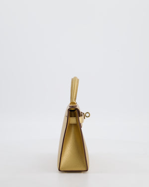 *SUPER RARE & HOT* Hermès HSS Mini Kelly II 20 Bag in Metallic Doré Chèvre Chamkila Leather with Permabrass Hardware