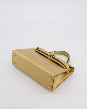 *SUPER RARE & HOT* Hermès HSS Mini Kelly II 20 Bag in Metallic Doré Chèvre Chamkila Leather with Permabrass Hardware