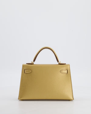 *SUPER RARE & HOT* Hermès HSS Mini Kelly II 20 Bag in Metallic Doré Chèvre Chamkila Leather with Permabrass Hardware