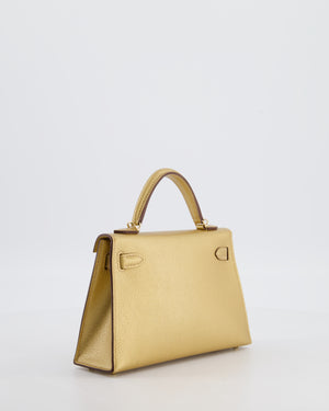 *SUPER RARE & HOT* Hermès HSS Mini Kelly II 20 Bag in Metallic Doré Chèvre Chamkila Leather with Permabrass Hardware