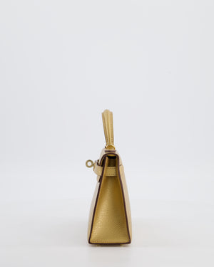 *SUPER RARE & HOT* Hermès HSS Mini Kelly II 20 Bag in Metallic Doré Chèvre Chamkila Leather with Permabrass Hardware