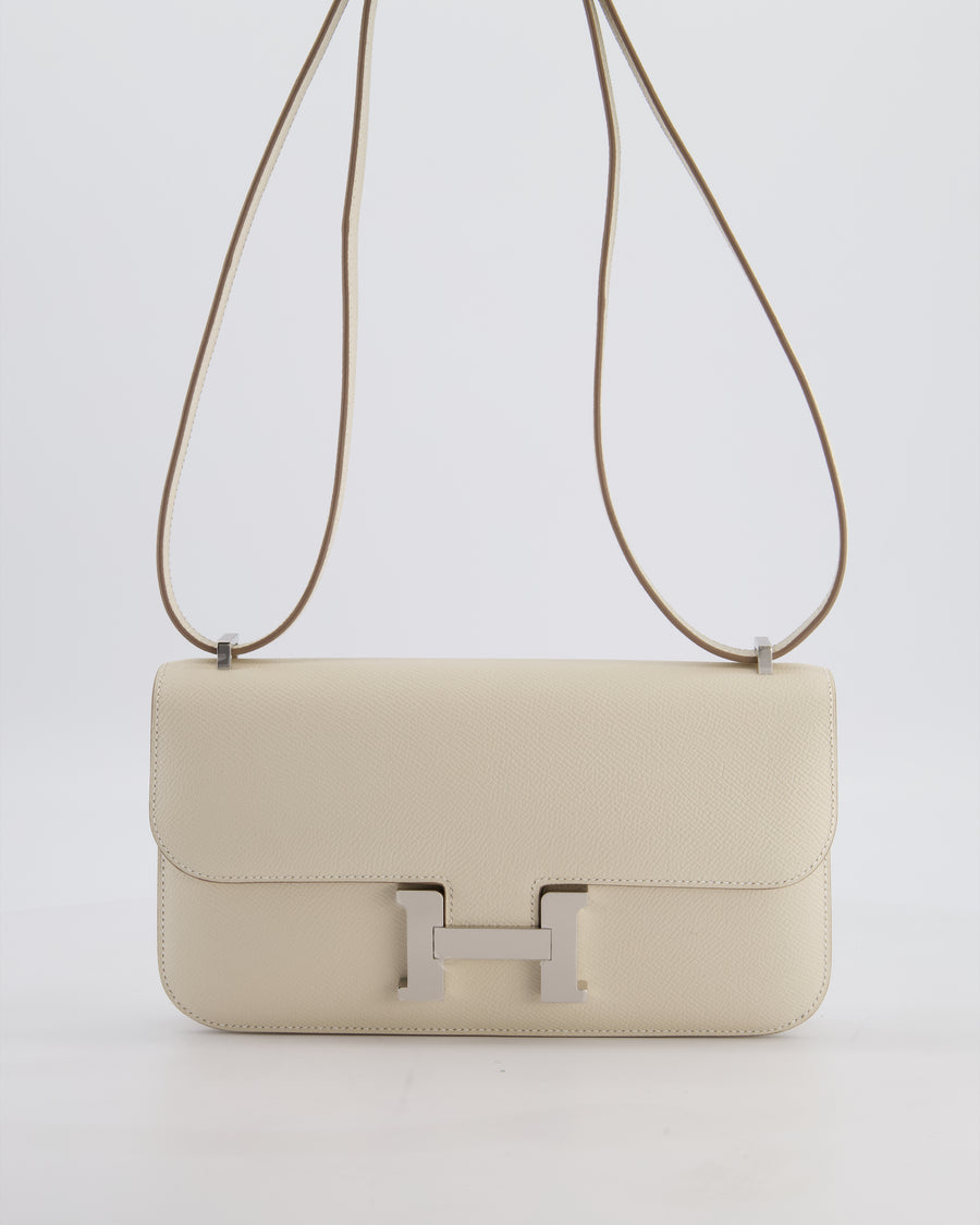 *NEW RELEASE* Hermès Constance 1-Elan Miroir Bag in Craie Epsom Leather with Palladium Hardware