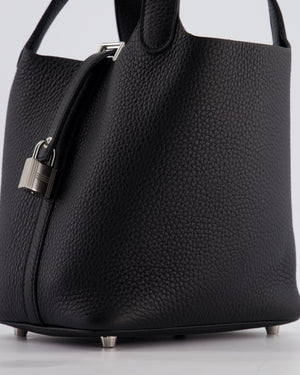 Hermès Picotin Lock 18 Bag in Noir Clemence Leather with Palladium Hardware