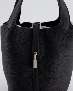 Hermès Picotin Lock 18 Bag in Noir Clemence Leather with Palladium Hardware