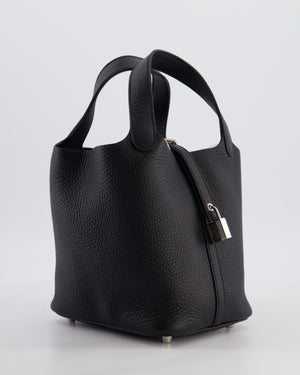 Hermès Picotin Lock 18 Bag in Noir Clemence Leather with Palladium Hardware