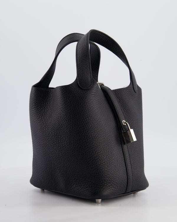 Hermès Picotin Lock 18 Bag in Noir Clemence Leather with Palladium Hardware