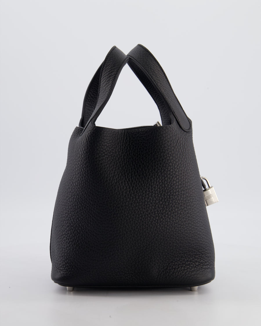 Hermès Picotin Lock 18 Bag in Noir Clemence Leather with Palladium Hardware