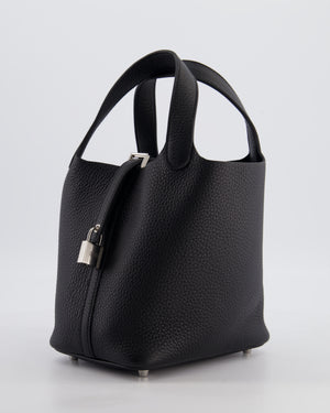 Hermès Picotin Lock 18 Bag in Noir Clemence Leather with Palladium Hardware