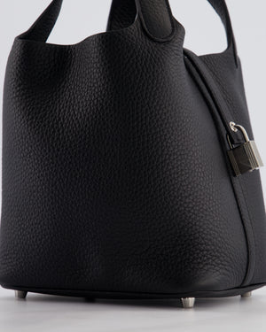 Hermès Picotin Lock 18 Bag in Noir Clemence Leather with Palladium Hardware