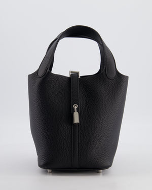 Hermès Picotin Lock 18 Bag in Noir Clemence Leather with Palladium Hardware
