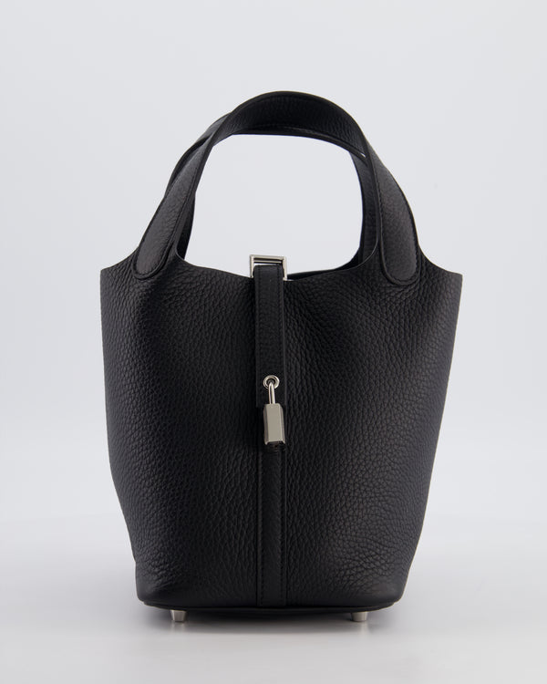 Hermès Picotin Lock 18 Bag in Noir Clemence Leather with Palladium Hardware